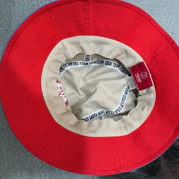 Team USA Bucket Hat Mens One Size Beige Blue Olympic Games Olympiad US Apparel - Picture 9 of 10